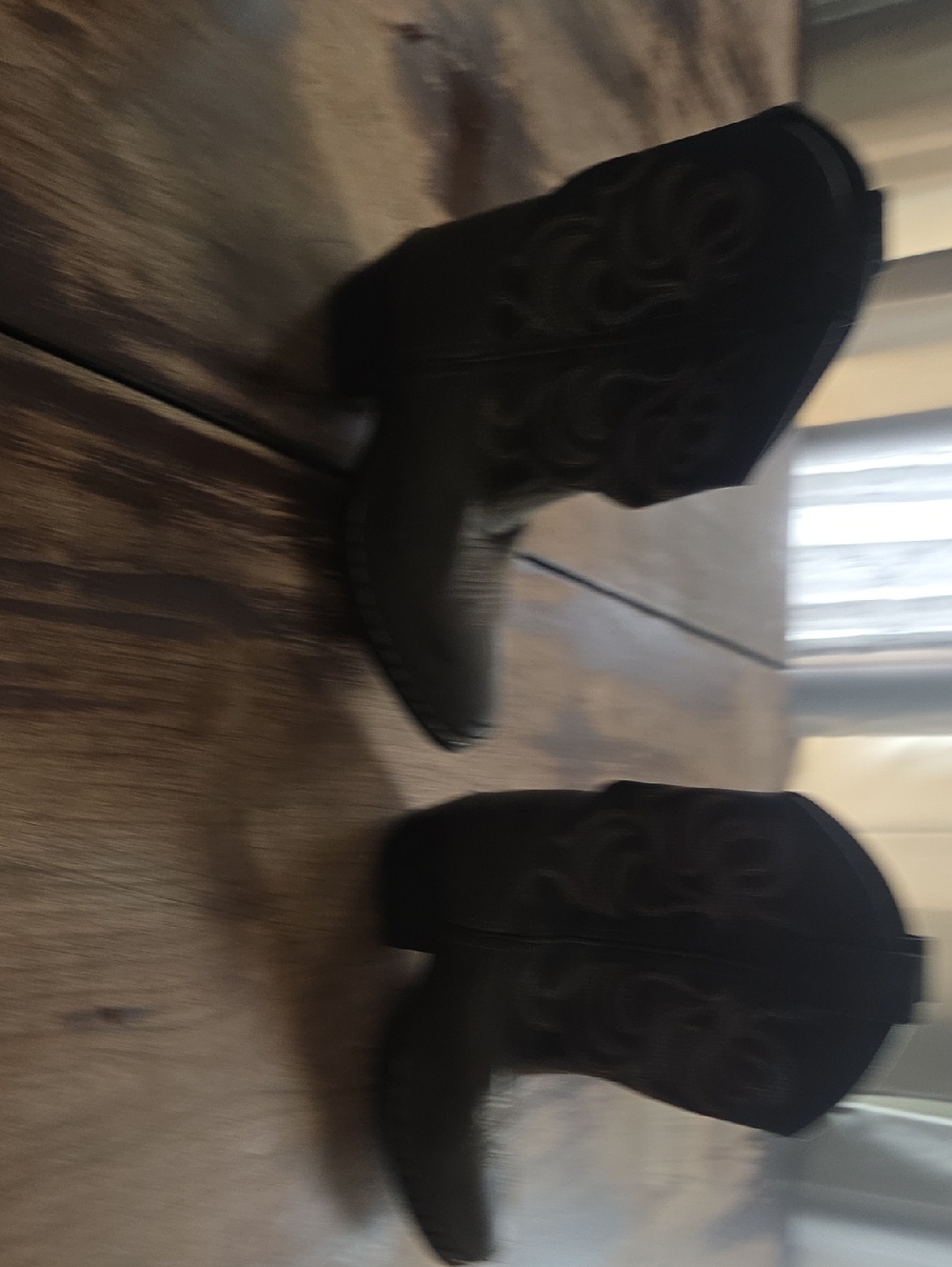 Black Western Ankle Boots - Embroidered Detail